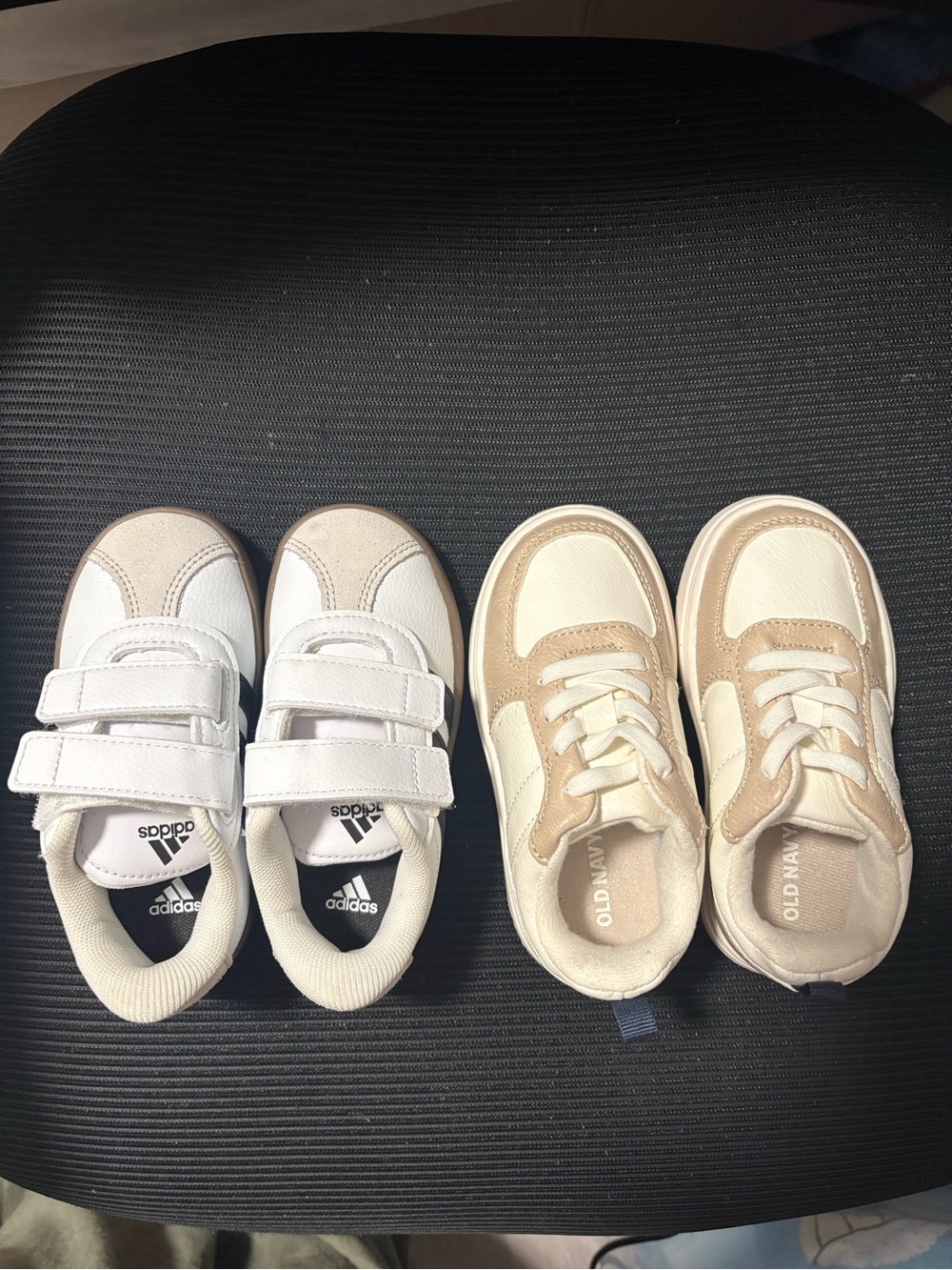 adidas Kids White and Beige Velcro Sneakers